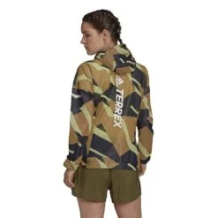 Adidas Terrex Agravic Graphic 2.5 Layer Jacket Brown Green Black Women -Nordis Camping Shop ad h35868 003