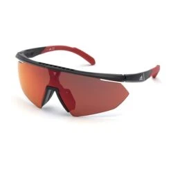 Adidas Competition Aero Lite SP0015 Glasses Shiny Black With Contrast Mirror Red Lenses