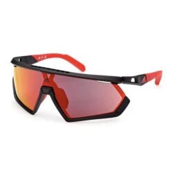 Adidas Sport SP0054 Glasses Matte Black With Contrast Mirror Red Lens