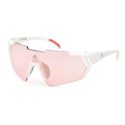 Adidas Sport SP0064 Glasses White With Light Red Mirrored Lens