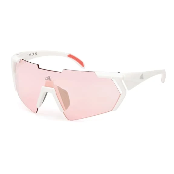 Adidas Sport SP0064 Glasses White With Light Red Mirrored Lens 1 Adidas Sport SP0064 Glasses White With Light Red Mirrored Lens