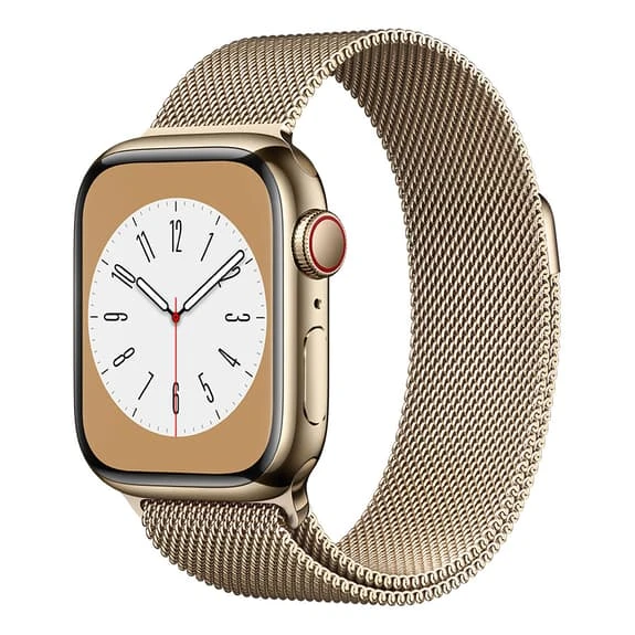 Apple Watch Series 8 GPS + Cellular 41 Mm Stainless Steel Gold With Gold Milanese Strap 1 Apple Watch Series 8 GPS + Cellular 41 Mm Stainless Steel Gold With Gold Milanese Strap