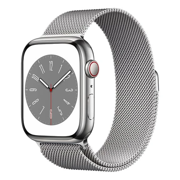 Apple Watch Series 8 GPS + Cellular 45 Mm Silver Stainless Steel With Silver Milanese Strap 1 Apple Watch Series 8 GPS + Cellular 45 Mm Silver Stainless Steel With Silver Milanese Strap