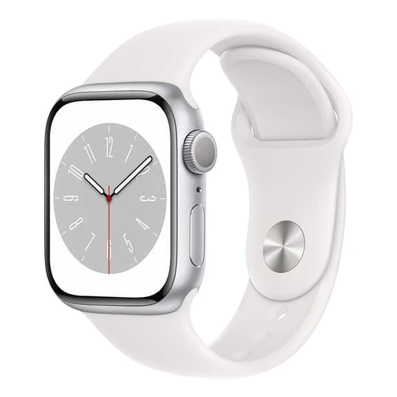 Apple Watch Series 8 GPS + Cellular 41 Mm Aluminium Silver With White Sport Strap 1 Apple Watch Series 8 GPS + Cellular 41 Mm Aluminium Silver With White Sport Strap