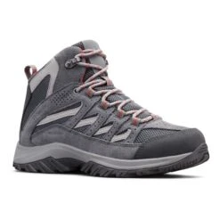 Columbia Crestwood Mid Waterproof Boots Dark Grey Red Women