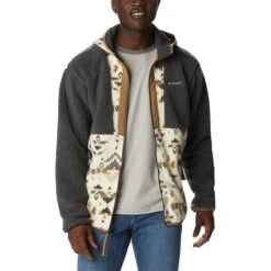 Columbia Backbowl Sherpa Full Zip Fleece White Dark Grey -Nordis Camping Shop cl 1952403 012 004