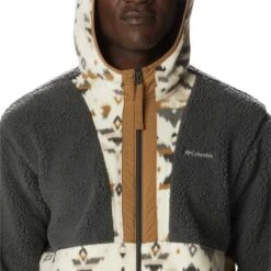 Columbia Backbowl Sherpa Full Zip Fleece White Dark Grey -Nordis Camping Shop cl 1952403 012 006