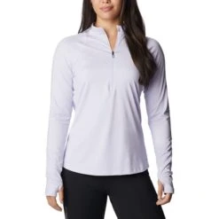 T-Shirt Columbia Endless Trail Half Zip Mesh Long Sleeve White Women