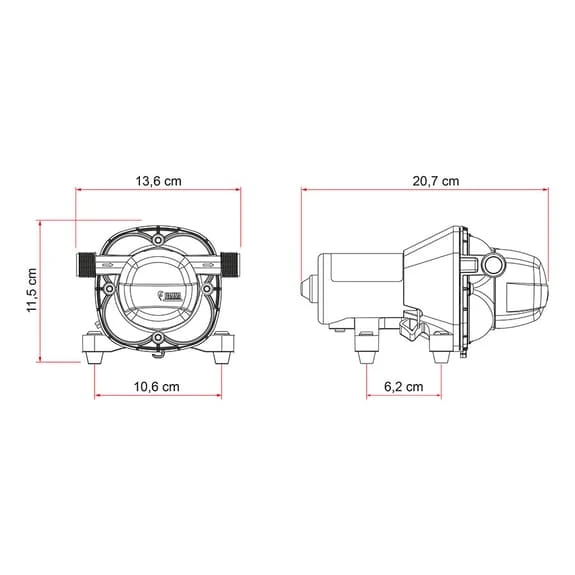 Fiamma Aqua F 10 L/min Water Pump Red Grey 2 Fiamma Aqua F 10 L/min Water Pump Red Grey - Image 2