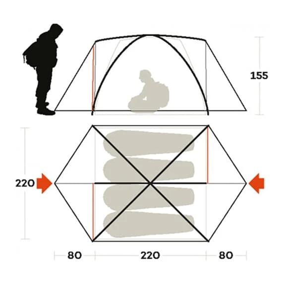 Ferrino Lhotse 4 Tent Dark Orange Light Orange 3 Ferrino Lhotse 4 Tent Dark Orange Light Orange - Image 3