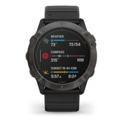 Garmin Fenix 6X PRO Solar Titanium Charcoal Grey With Black Strap -Nordis Camping Shop ga 010 02157 21 006