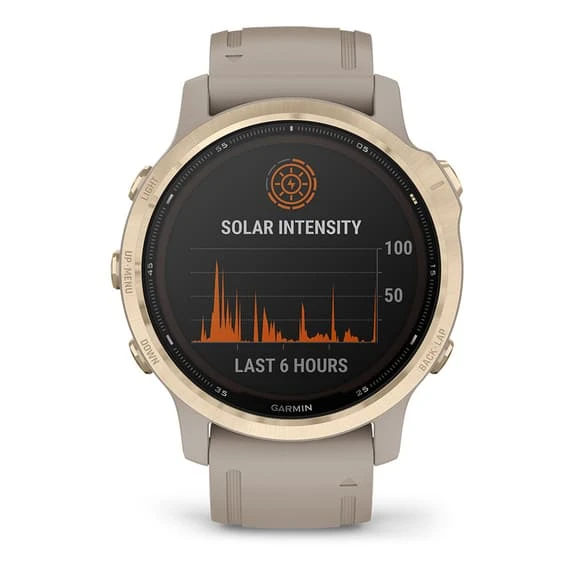Garmin Fenix 6S PRO Solar Gold With Sand Grey Strap 5 Garmin Fenix 6S PRO Solar Gold With Sand Grey Strap - Image 5