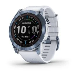 Garmin Fenix 7X Solar Sapphire Titanium Blue With White Strap