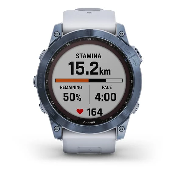 Garmin Fenix 7X Solar Sapphire Titanium Blue With White Strap 2 Garmin Fenix 7X Solar Sapphire Titanium Blue With White Strap - Image 2