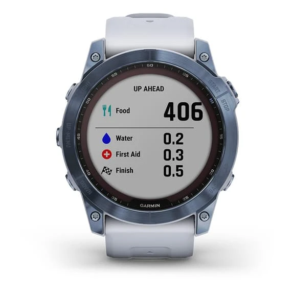 Garmin Fenix 7X Solar Sapphire Titanium Blue With White Strap 5 Garmin Fenix 7X Solar Sapphire Titanium Blue With White Strap - Image 5
