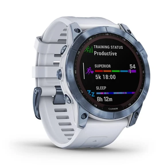 Garmin Fenix 7X Solar Sapphire Titanium Blue With White Strap 4 Garmin Fenix 7X Solar Sapphire Titanium Blue With White Strap - Image 4