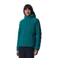 Mountain Hardwear Stretchdown Hooded Jacket Turquoise Blue Women