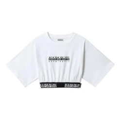 Napapijri S-Box Crop Wide 2 Short Sleeve T-Shirt White Women