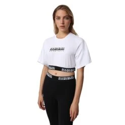 Napapijri S-Box Crop Wide 2 Short Sleeve T-Shirt White Women -Nordis Camping Shop nap na4fvb002 007