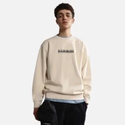 Napapijri Box Sweatshirt White Cream Orange -Nordis Camping Shop nap np0a4gbfns51 003