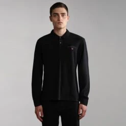 Napapijri Elbas 4 Long Sleeve Polo Shirt Black -Nordis Camping Shop nap np0a4gjv041 003