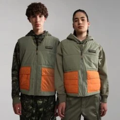 Napapijri Ski Gilet Dark Green Orange -Nordis Camping Shop nap np0a4gltgae 003
