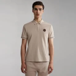 Napapijri Whale Short Sleeve Polo Shirt Beige -Nordis Camping Shop nap np0a4gqgnbi 003