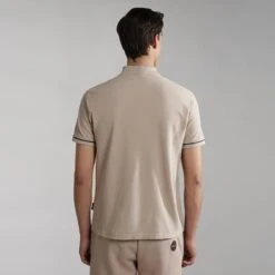 Napapijri Whale Short Sleeve Polo Shirt Beige -Nordis Camping Shop nap np0a4gqgnbi 004