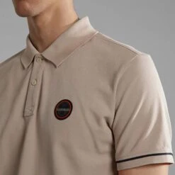 Napapijri Whale Short Sleeve Polo Shirt Beige -Nordis Camping Shop nap np0a4gqgnbi 006