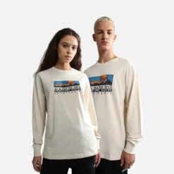 Napapijri Freestyle Long Sleeve T-Shirt Cream White 11 Napapijri Freestyle Long Sleeve T-Shirt Cream White -Nordis Camping Shop nap np0a4grmns5 006