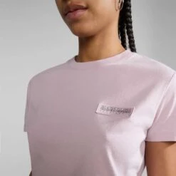 Napapijri Morgex Short Sleeve T-Shirt Pink Black Women -Nordis Camping Shop nap np0a4gyxp891 005