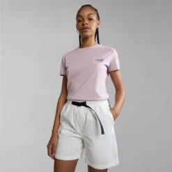 Napapijri Morgex Short Sleeve T-Shirt Pink Black Women -Nordis Camping Shop nap np0a4gyxp891 006
