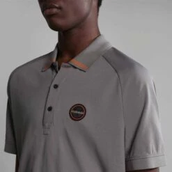 Napapijri Icale Short Sleeve Polo Shirt Grey Black -Nordis Camping Shop nap np0a4h14h311 005