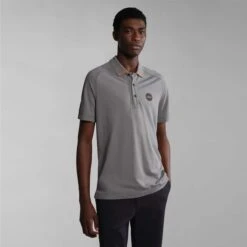 Napapijri Icale Short Sleeve Polo Shirt Grey Black -Nordis Camping Shop nap np0a4h14h311 006