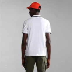 Napapijri Macas Short Sleeve Polo Shirt White Black -Nordis Camping Shop nap np0a4h5z0021 004