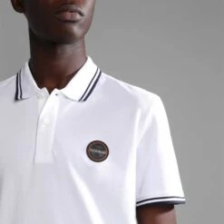 Napapijri Macas Short Sleeve Polo Shirt White Black -Nordis Camping Shop nap np0a4h5z0021 005
