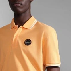 Napapijri Macas Short Sleeve Polo Shirt Orange Black White -Nordis Camping Shop nap np0a4h5za571 005