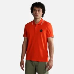 Napapijri Macas Short Sleeve Polo Shirt Orange Black -Nordis Camping Shop nap np0a4h5zr051 003