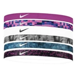 Hairband Nike Printed Logo Pink White Blue (6 Pack)