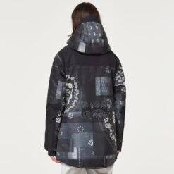 Oakley TC Aurora Hooded Jacket Black Grey Women -Nordis Camping Shop ok foa500278 9n5 004