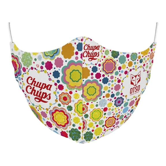 Otso Mask ChupaChups Floral Reusable Protective Mask White Multicolour 1 Otso Mask ChupaChups Floral Reusable Protective Mask White Multicolour