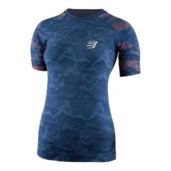 Compressport Training Tshirt Neon 2020 Short Sleeve T-shirt Blue Camouflage Women