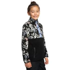 Roxy Alabama Fleece Black Pink White Kids -Nordis Camping Shop rxy ergft03731 kvj1 003