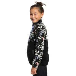Roxy Alabama Fleece Black Pink White Kids -Nordis Camping Shop rxy ergft03731 kvj1 004