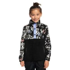 Roxy Alabama Fleece Black Pink White Kids -Nordis Camping Shop rxy ergft03731 kvj1 006