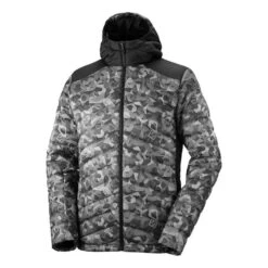 Salomon Sntial Xwarm Down Hooded Jacket Grey Camouflage