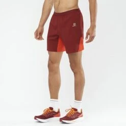 Salomon Cross 7" Shorts Maroon Orange -Nordis Camping Shop slm lc1794100 003