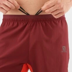 Salomon Cross 7" Shorts Maroon Orange -Nordis Camping Shop slm lc1794100 006
