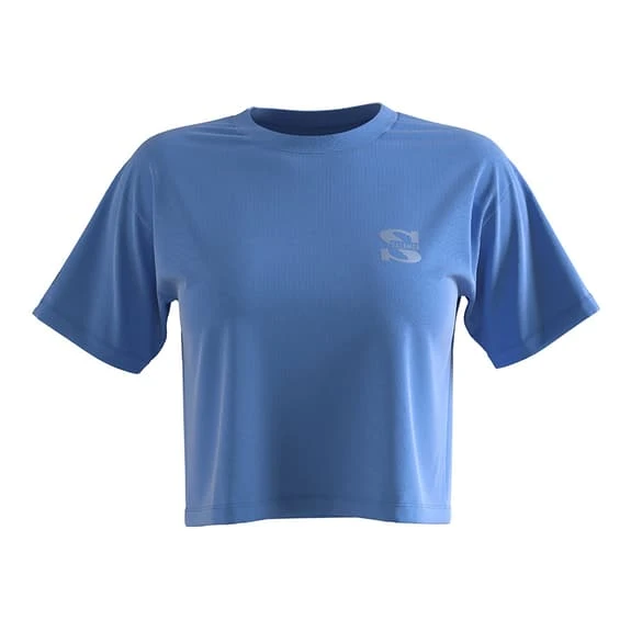 Salomon Outlife Crop Short Sleeve T-Shirt Blue Women 1 Salomon Outlife Crop Short Sleeve T-Shirt Blue Women