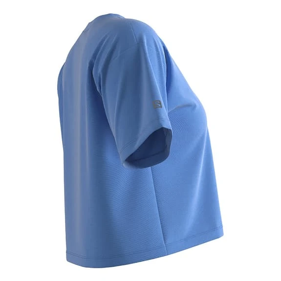 Salomon Outlife Crop Short Sleeve T-Shirt Blue Women 3 Salomon Outlife Crop Short Sleeve T-Shirt Blue Women - Image 3